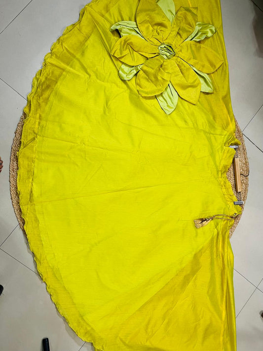 Chanderi Silk Yellow Yashi Festive Lehenga