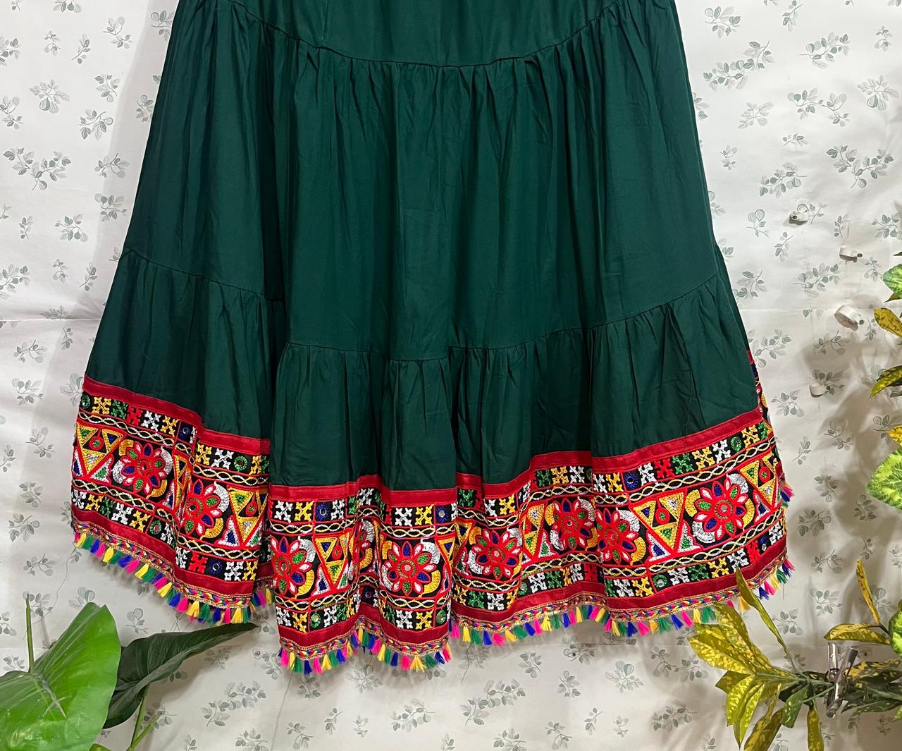 Kutch Green Ginni Rayon Indian Skirt