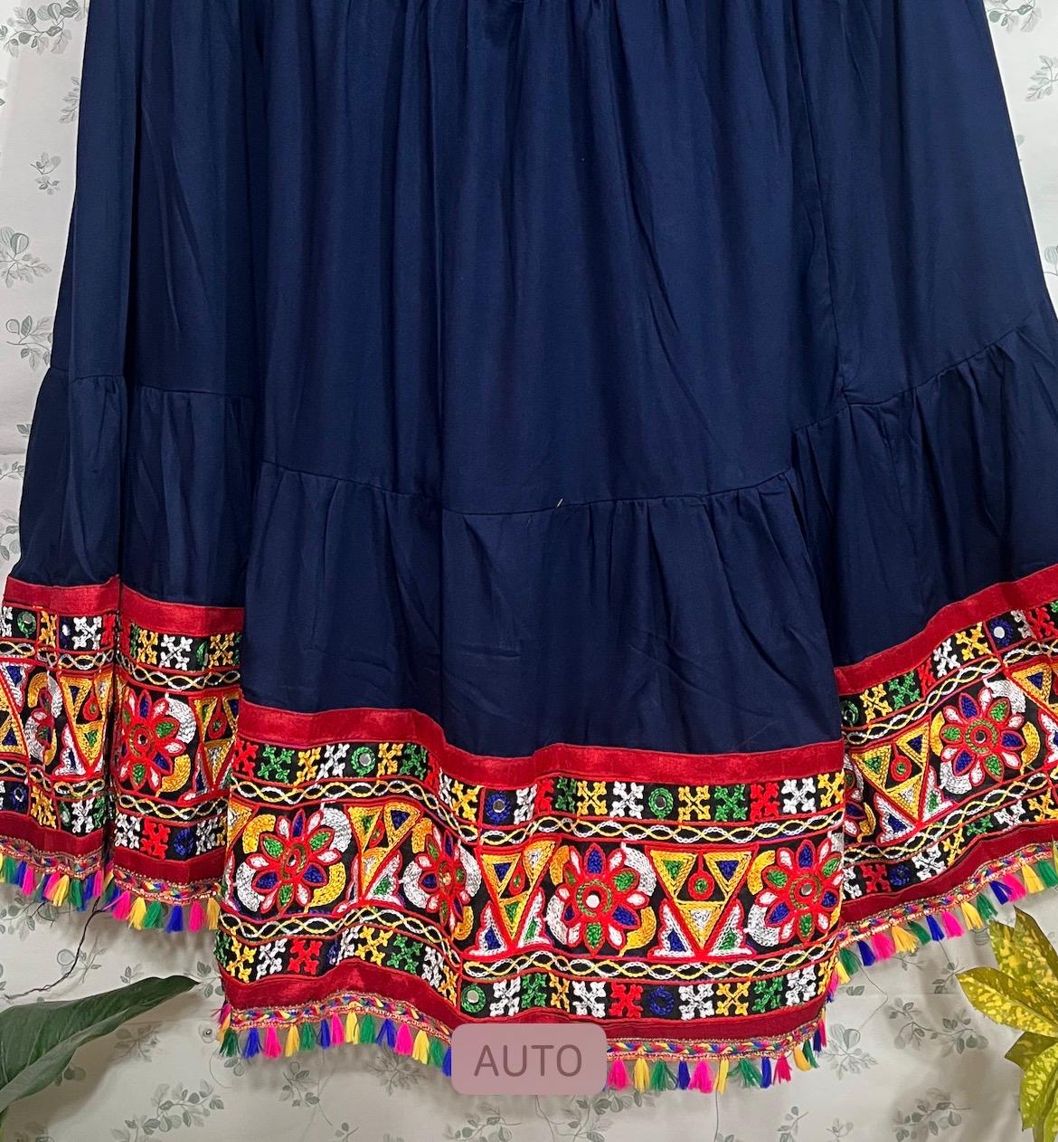 Kutch Navy Blue Nidhi Rayon Indian Skirt