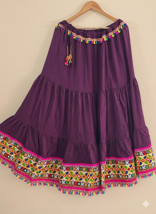 Kutch Wine Shipra Rayon Indian Skirt