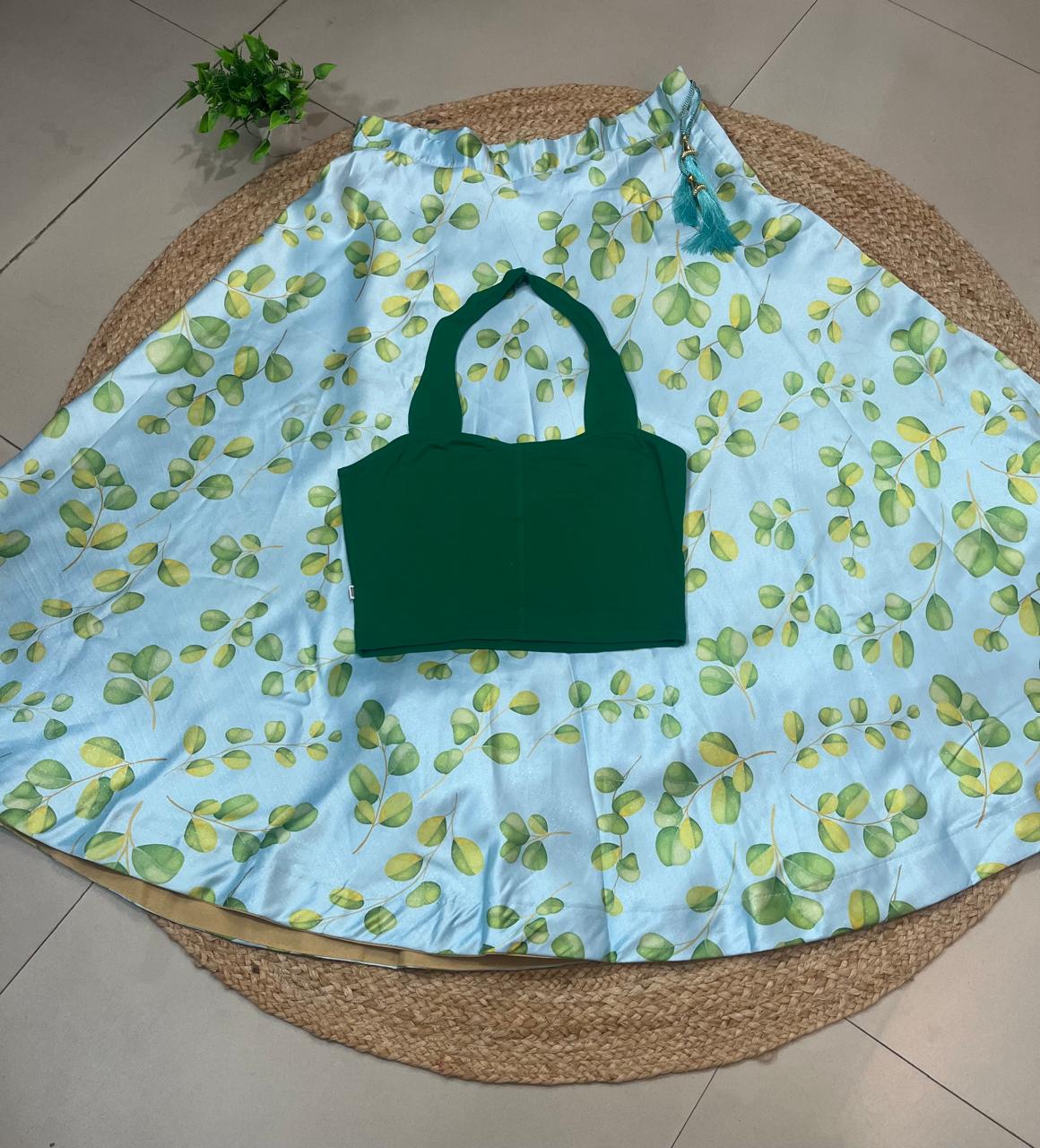 Blue Bela Satin Silk Skirt