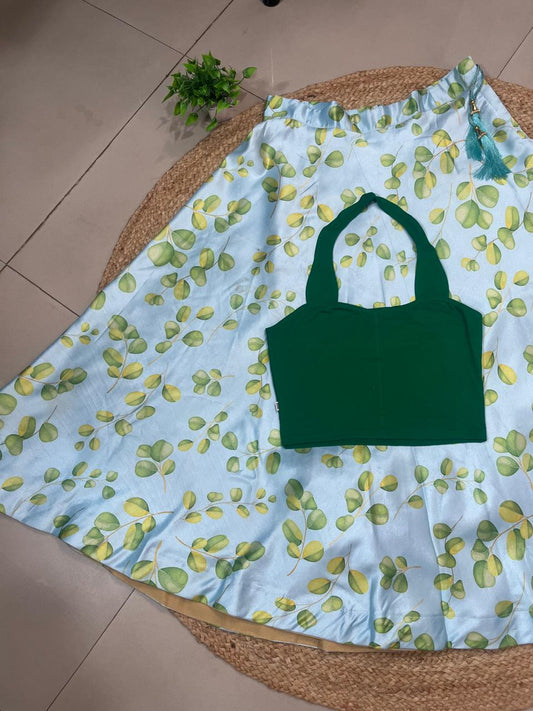 Blue Bela Satin Silk Skirt