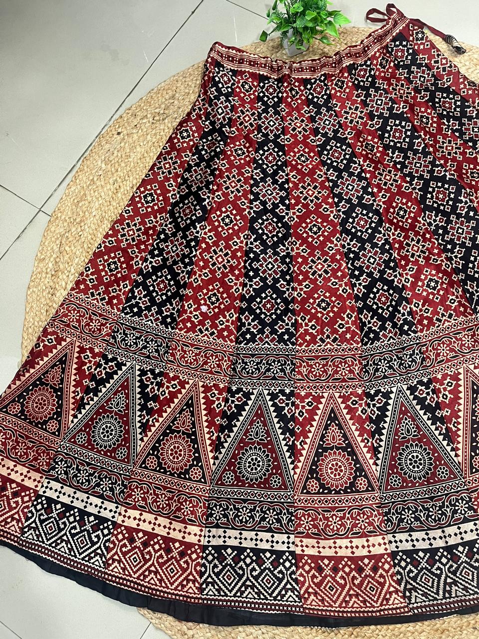 Mashru Silk Manika Panel Indian Skirt