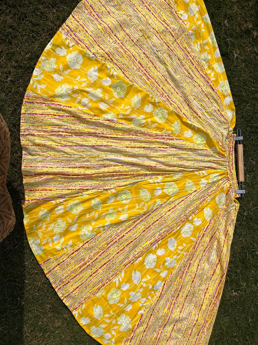 Yellow Cotton Panel Shubhi Indian Skirt