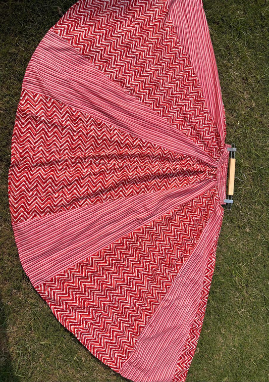 Red Cotton Panel Namita Indian Skirt