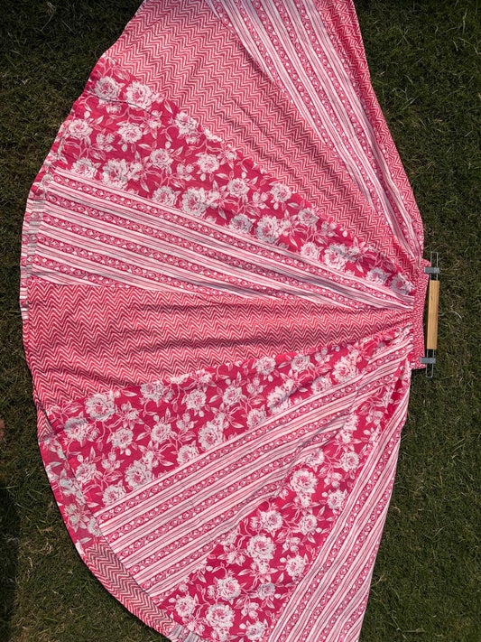 Pink Cotton Panel Surekha Indian Skirt