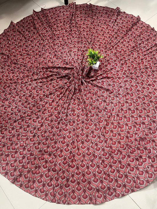 Tiered Cotton Maroon Malini Indian Skirt