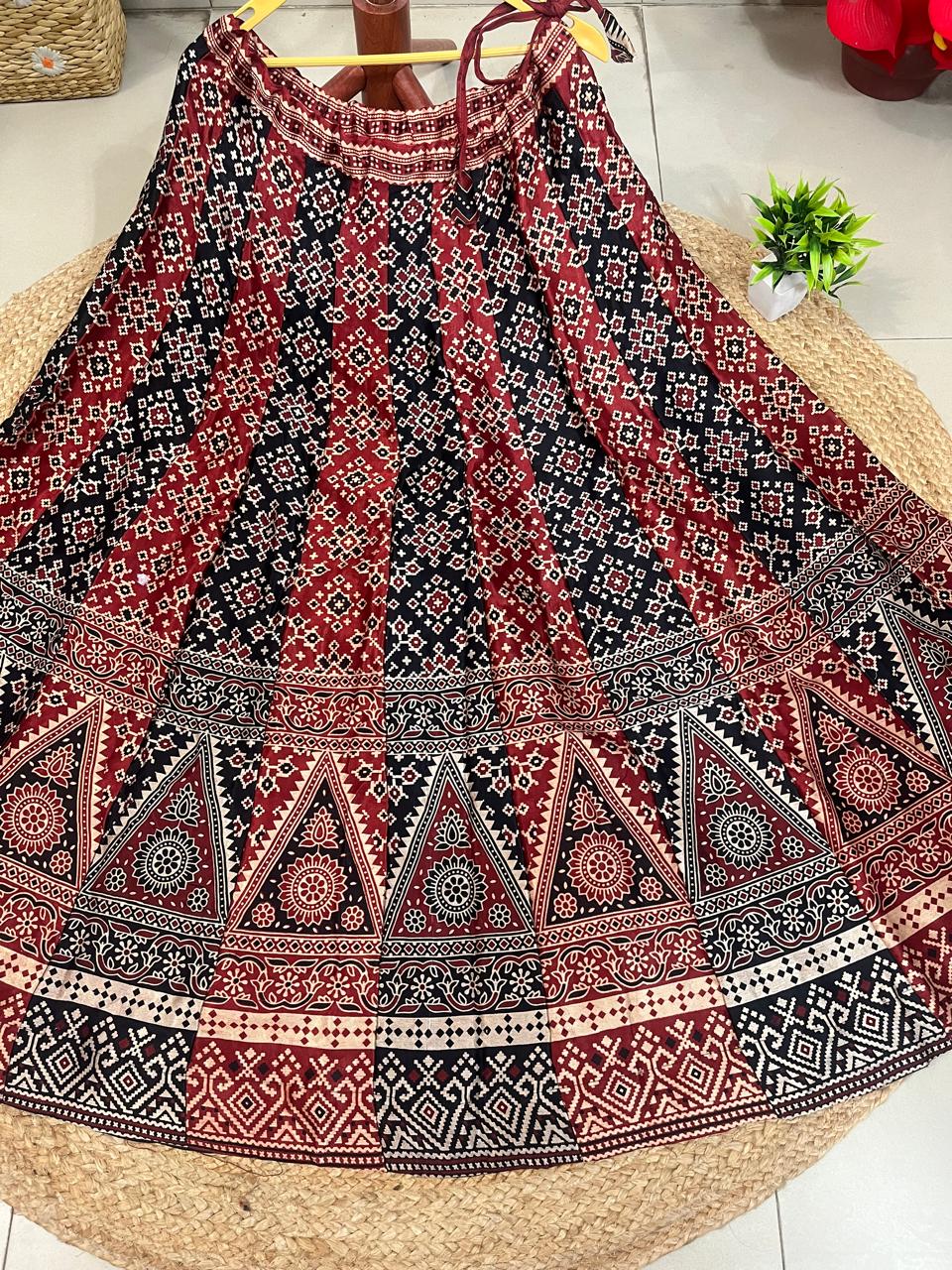 Mashru Silk Manika Panel Indian Skirt