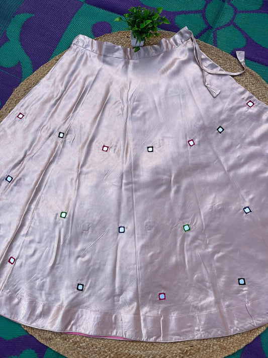 Mashru Silk Pink Neha Mirror Indian Skirt