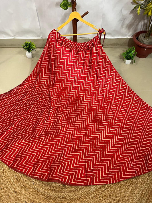 Mashru Silk Red Rupa Indian Skirt