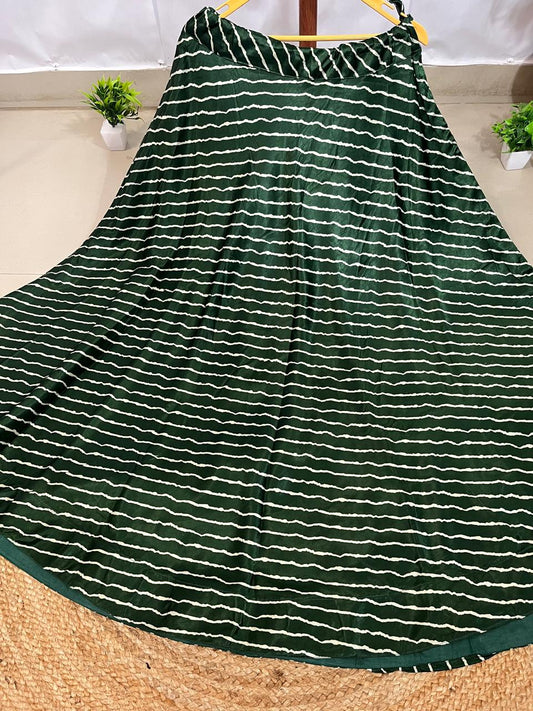 Mashru Silk Green Leher Indian Skirt