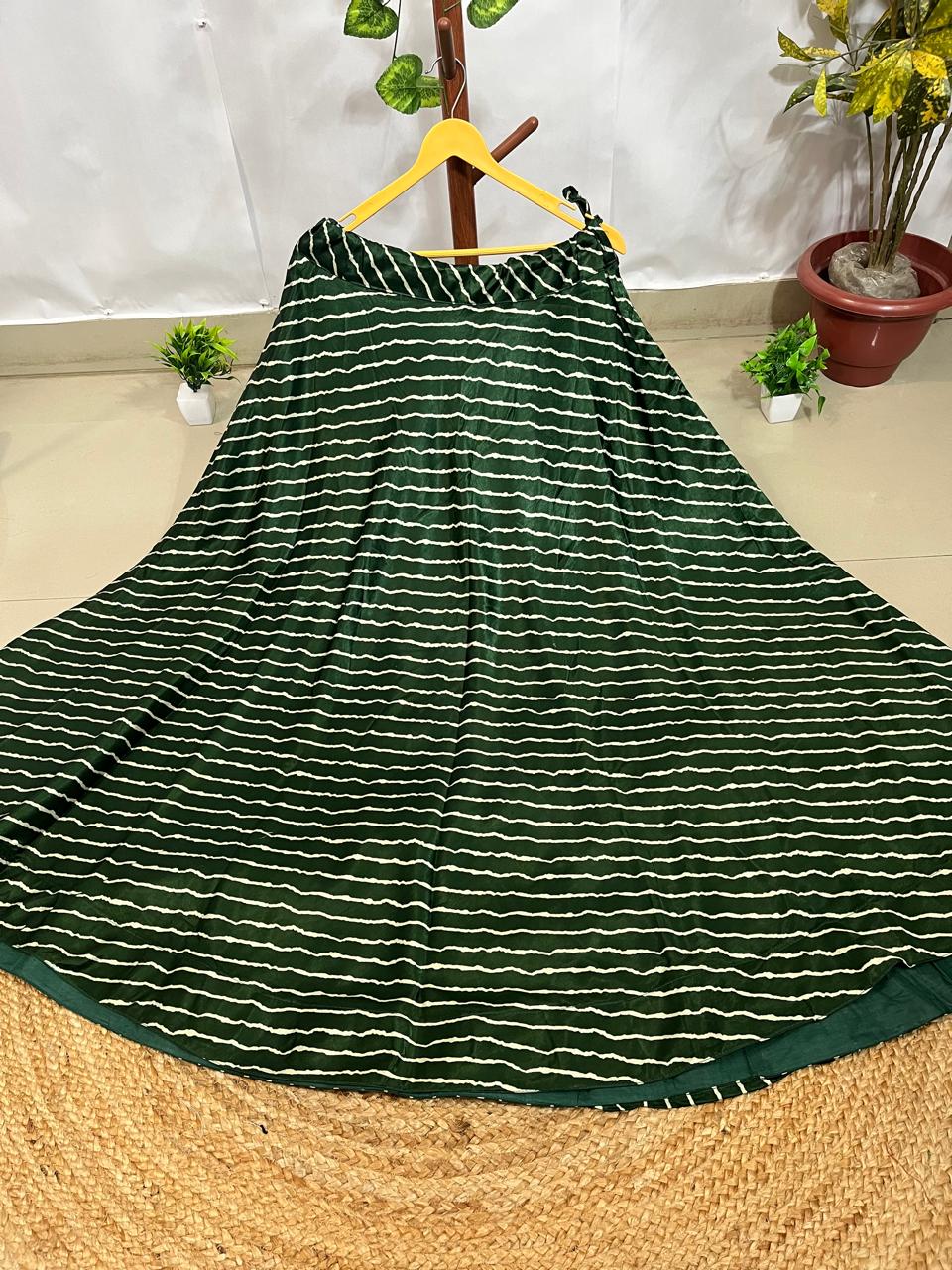 Mashru Silk Green Leher Indian Skirt