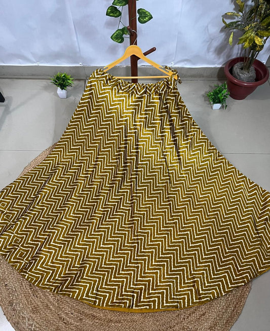 Mashru Silk Golden Goldi Indian Skirt