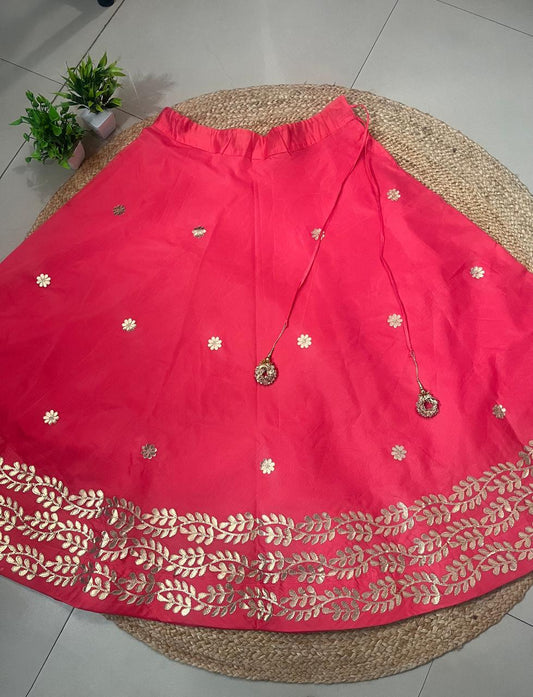Chanderi Silk Pink Pallavi Gota Patti Indian Skirt