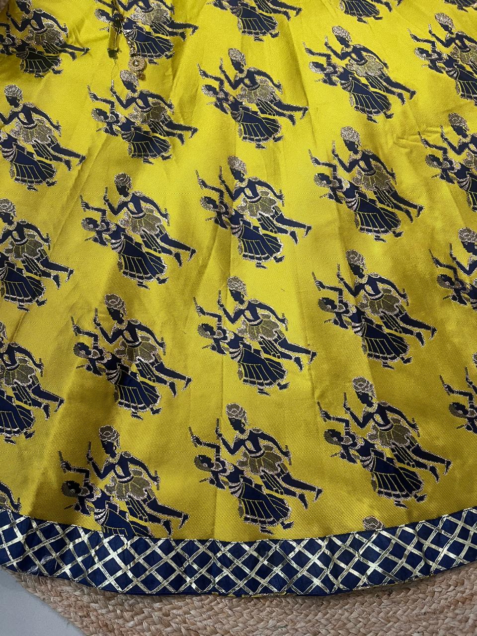 Reversible Silk Yellow Ira Indian Skirt