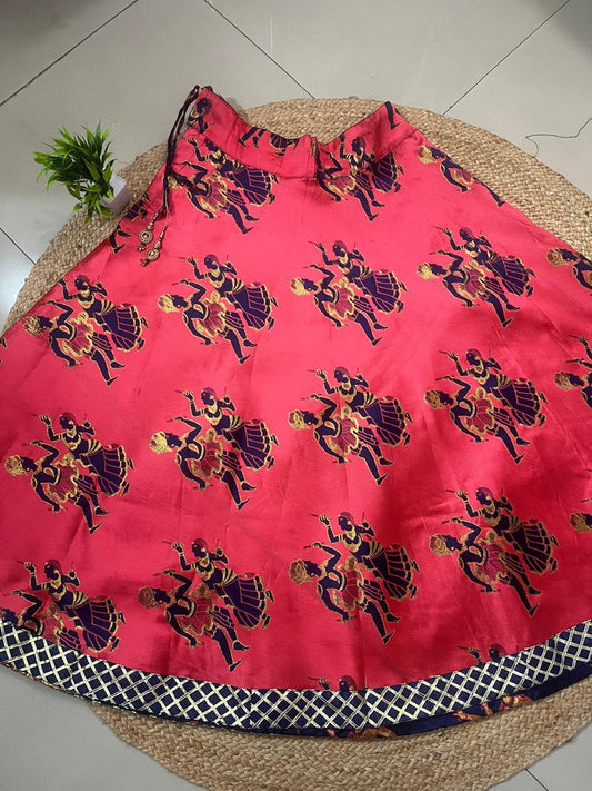 Reversible Silk Magenta Pink Adya Indian Skirt