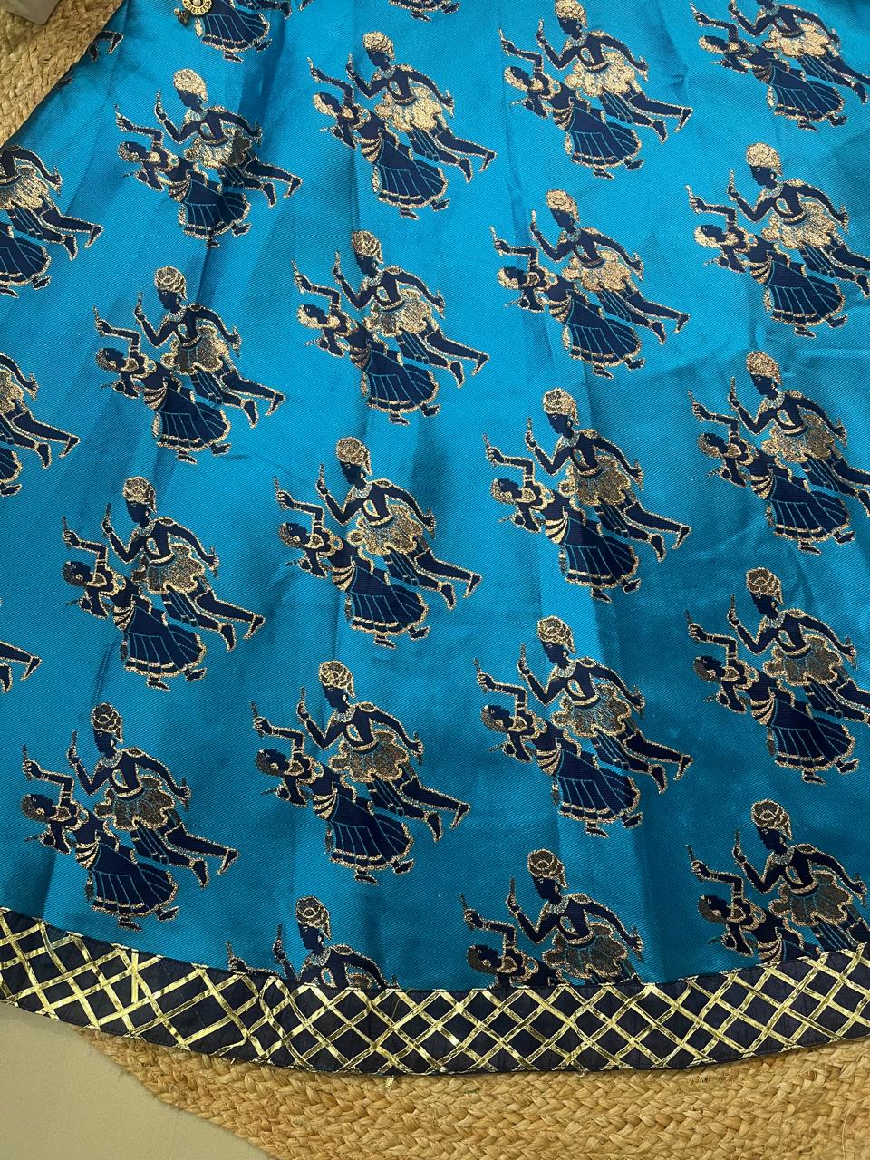 Reversible Silk Blue Bani Indian Skirt