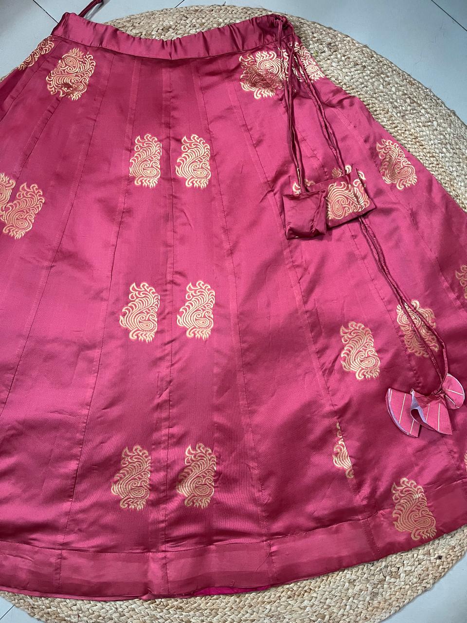 Carrot Pink Silk Shubhi Indian Skirt