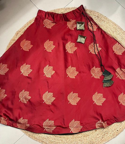 Maroon Silk Rutvi Indian Skirt