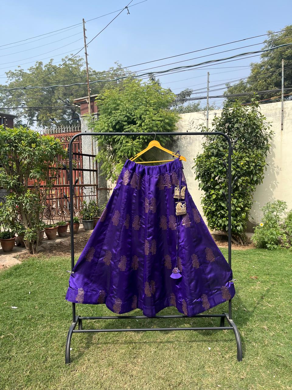 Purple Silk Eraya Indian Skirt