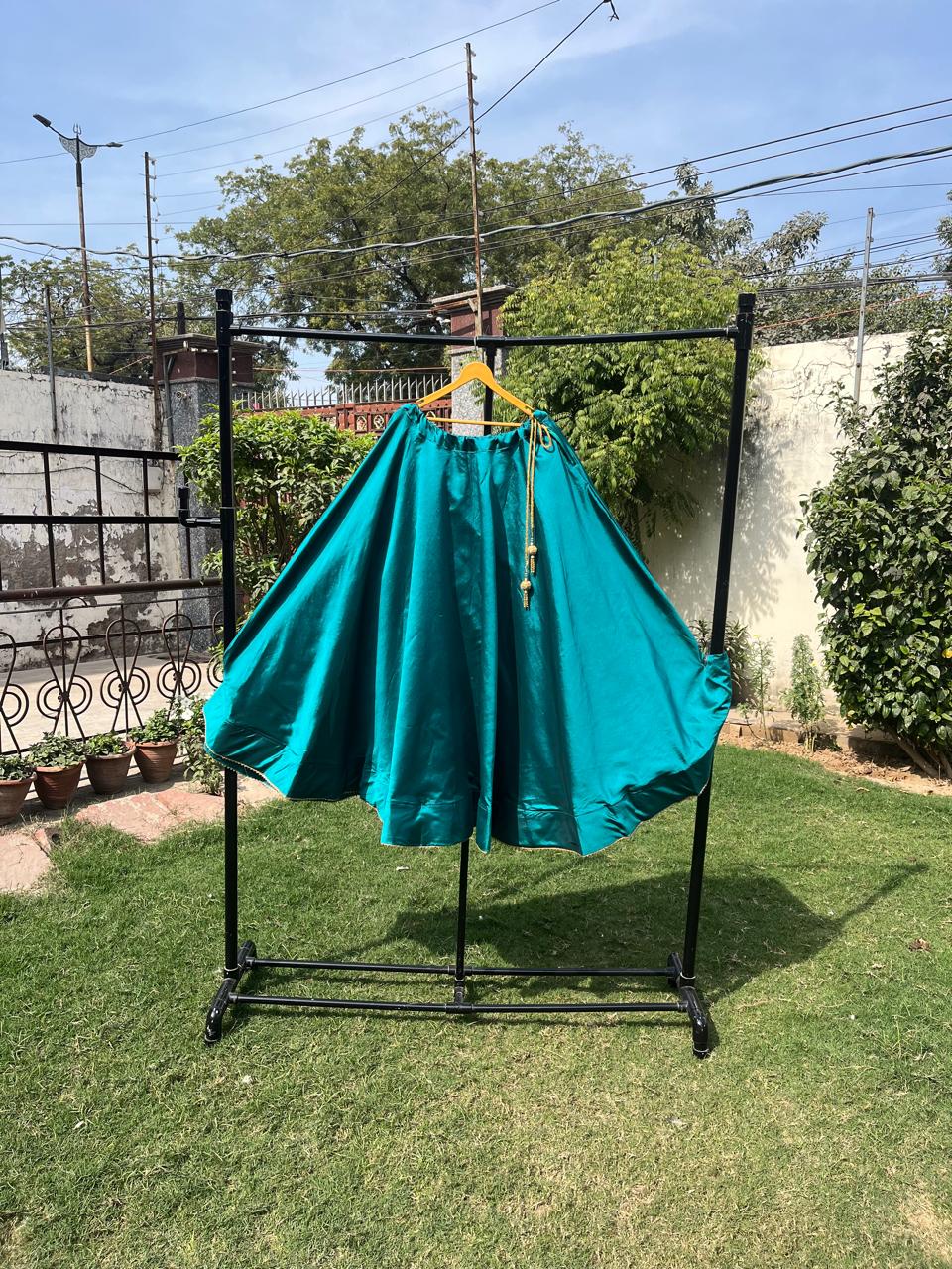 Flared Turquoise Tarika Silk Indian Skirt
