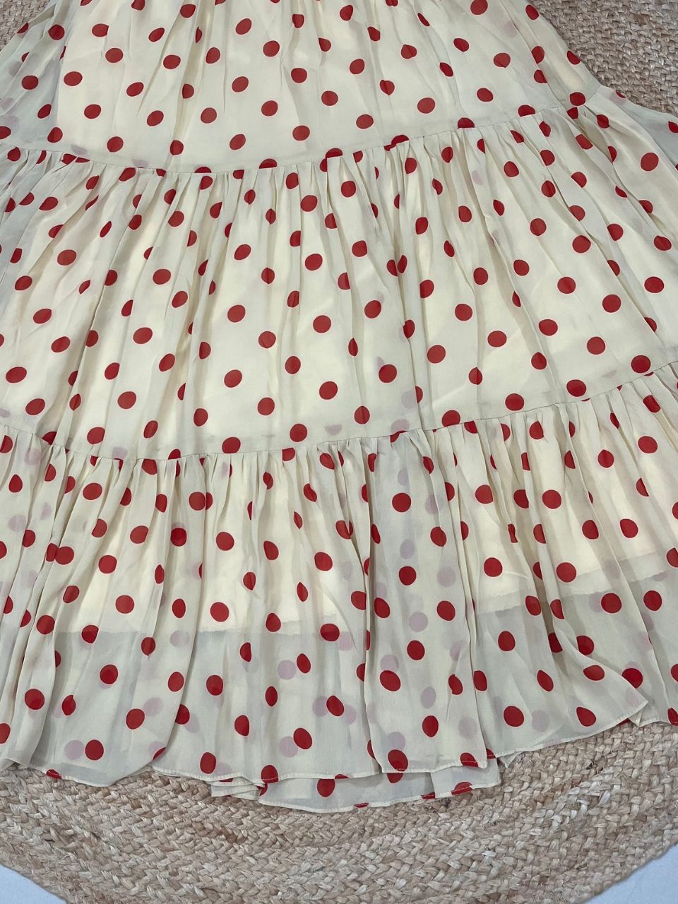 Polka Dots Georgette Sanvi Cream Skirt Set
