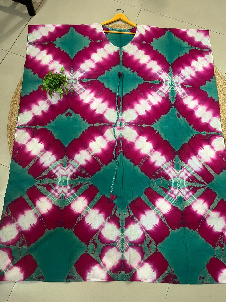 Tie Dye Green Vanya Cotton Kaftan