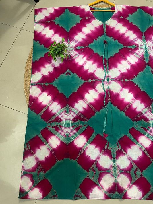 Tie Dye Green Vanya Cotton Kaftan