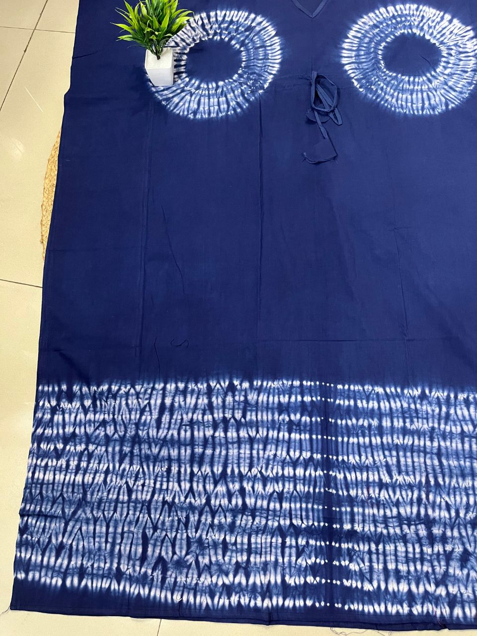 Block Print Navy Blue Ruci Cotton Kaftan