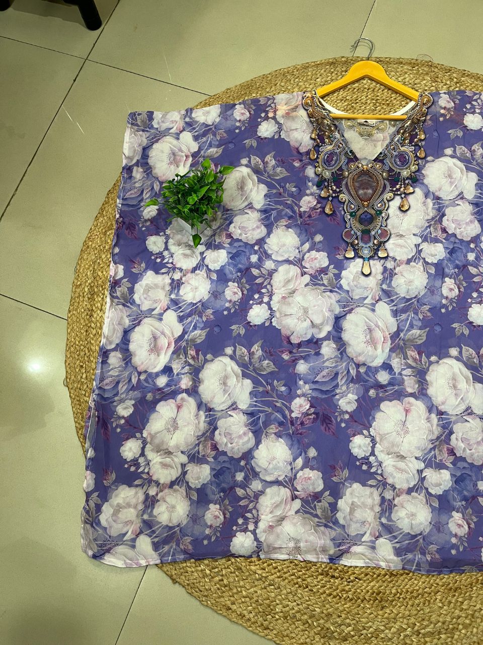 Digital Print Purple Rupa Georgette Kurti Kaftan