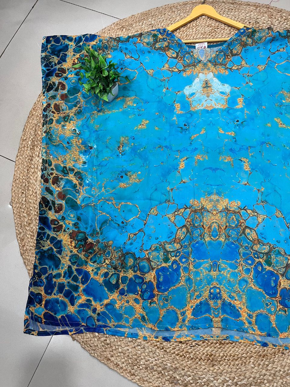 Digital Print Blue Georgette Kurti Kaftan