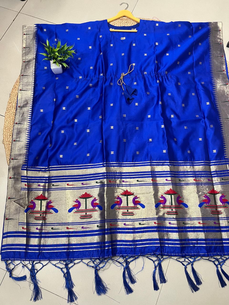 Royal Blue Paithani Silk Rani Sa Kaftan