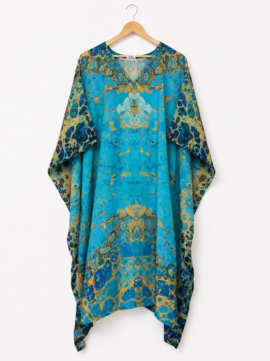 Digital Print Blue Georgette Kurti Kaftan