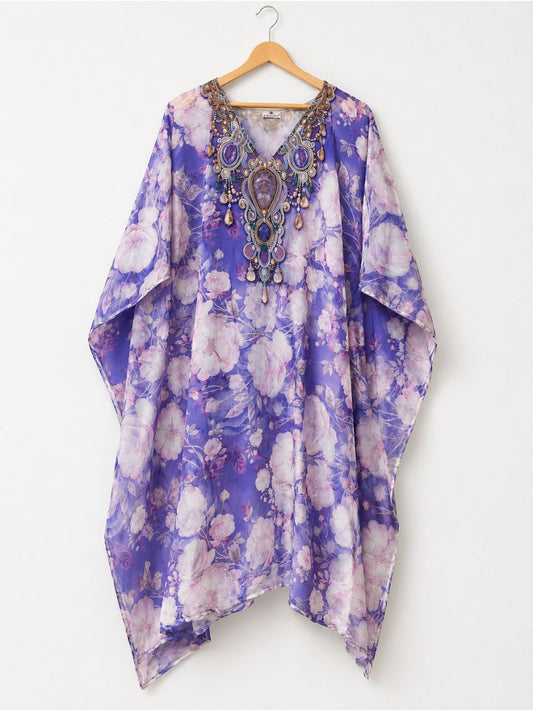 Digital Print Purple Rupa Georgette Kurti Kaftan