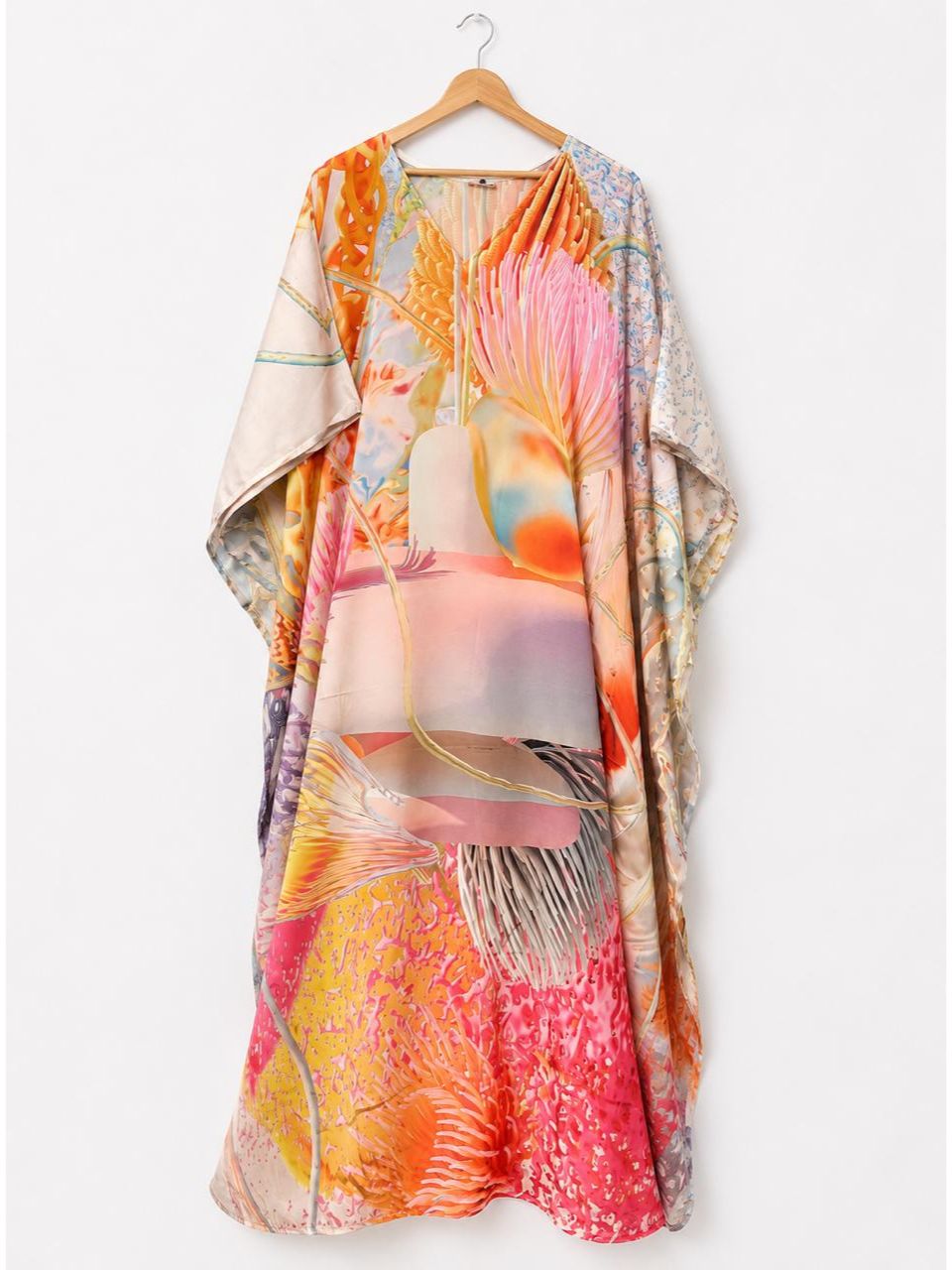 Digital Print Pink Poorva Silk Kaftan