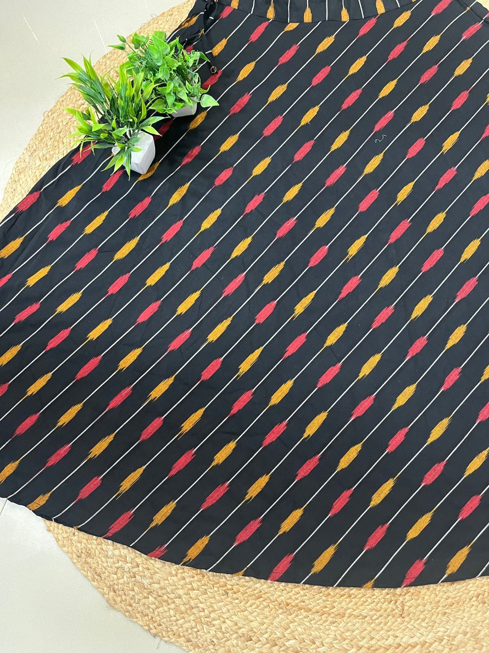 IkKat Black Pocham Cotton Indian Skirt