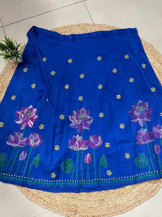 Kantha Blue Kanchi Wrap Indian Skirt