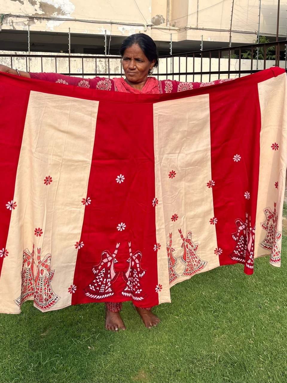 Kantha Red Ruchi Wrap Indian Skirt