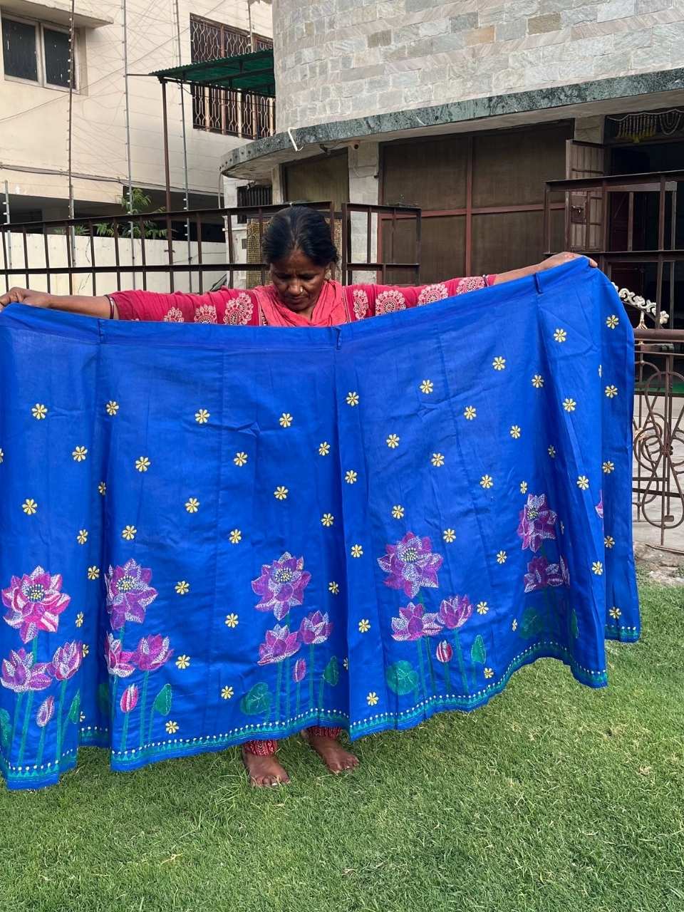 Kantha Blue Kanchi Wrap Indian Skirt