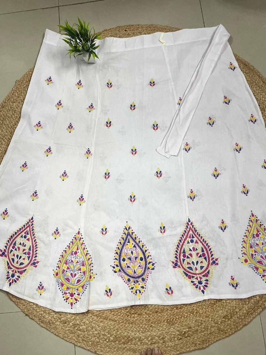 Kantha White Kori Wrap Cotton Skirt