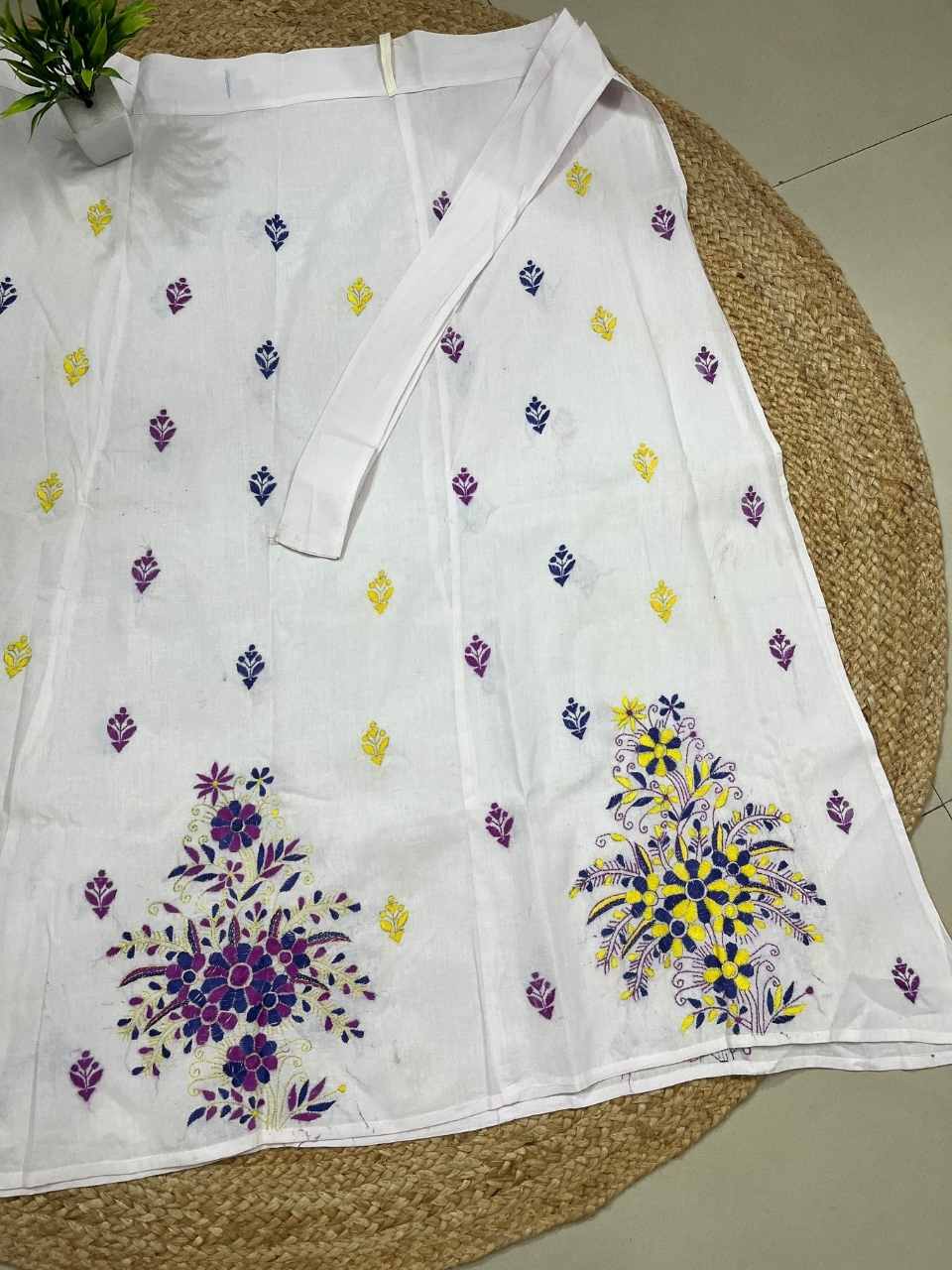 Kantha White Annu Cotton Wrap Skirt