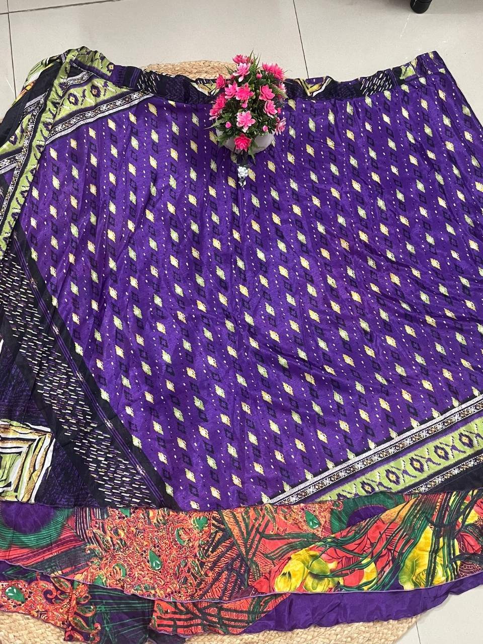 Bohemian Rosy Purple Wrap Silk Skirt