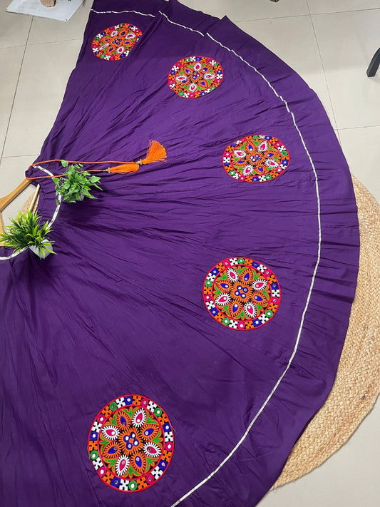 Garba Flared Purple yukta Cotton Indian Skirt