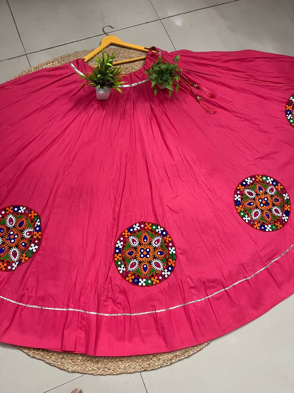 Garba Flared Rani Pink Rati Cotton Indian Skirt