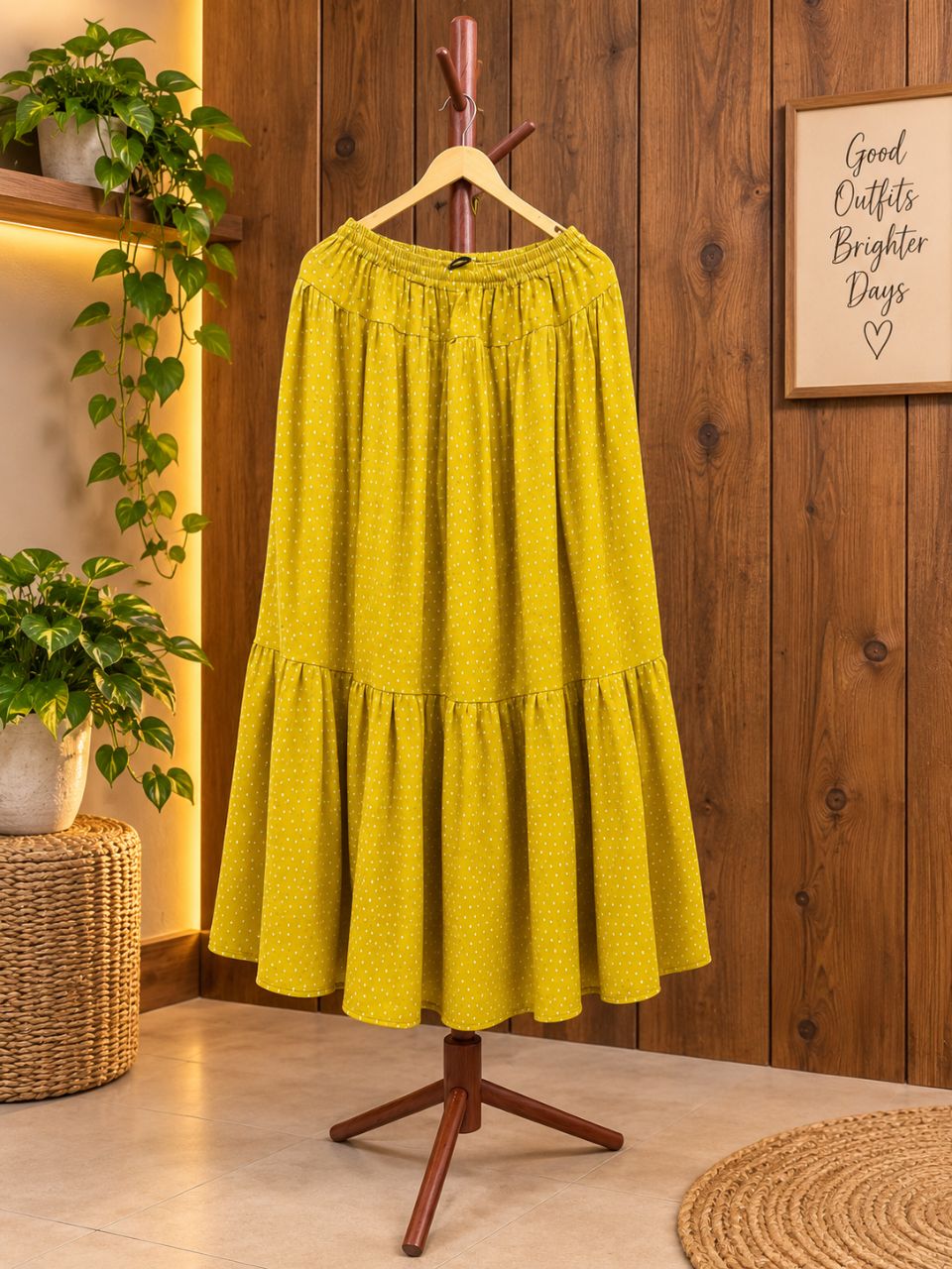 Casual Cotton Printed Yellow Yavika Indian Skirt