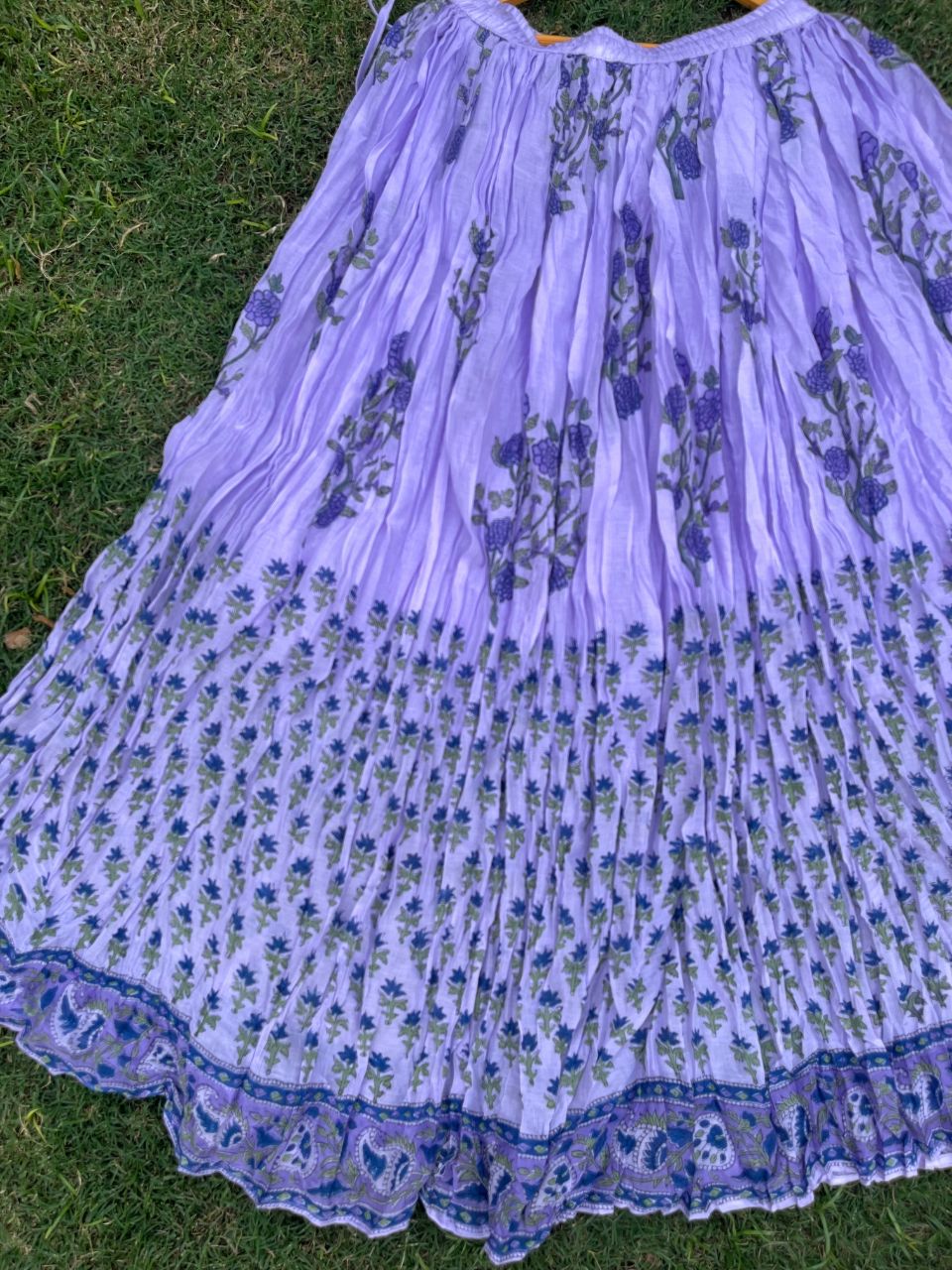 Mulmul Block Print Pastel Purple Urvi Indian Skirt