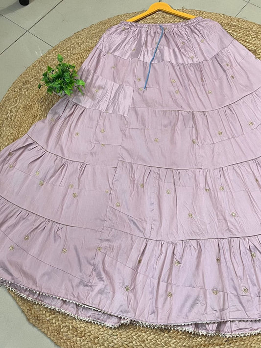 Tiered Cotton Lavender Lolita Indian Skirt