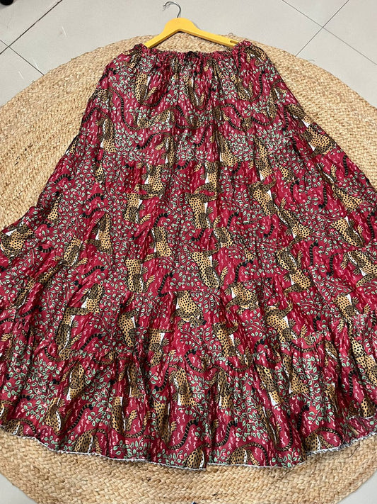 Tiered Cotton Multiclour risha Indian Skirt