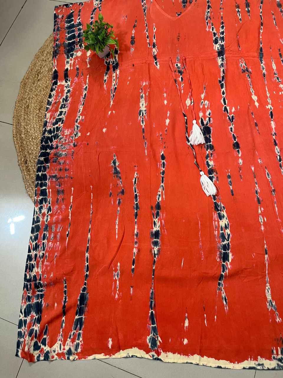 Shibori Orange Devi Rayon Kaftan