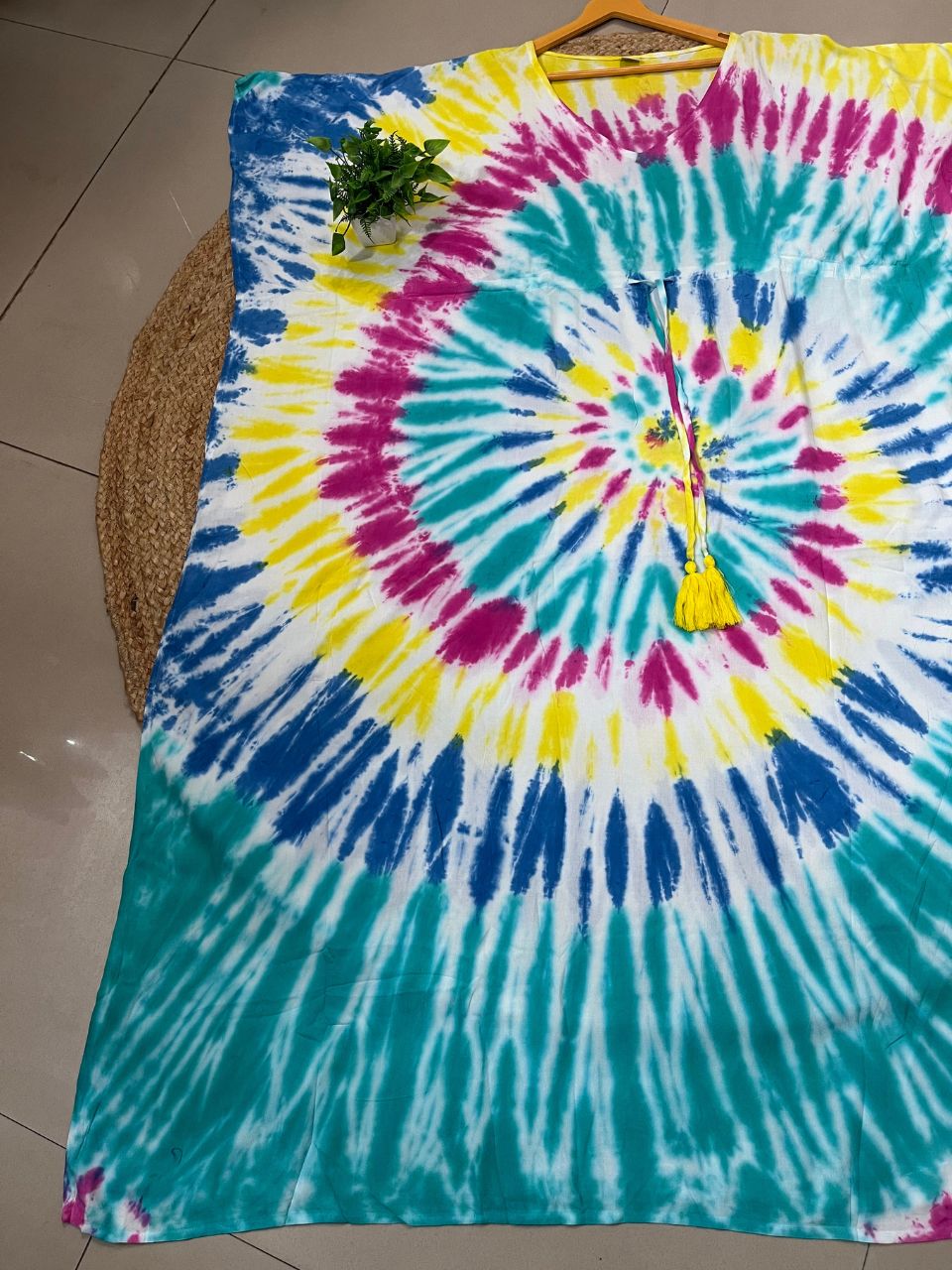 Tie Dye Blue Ruchika Rayon Kaftan